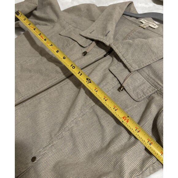Coldwater Creek Utility Jacket Size10 Beige Pinstripe Zip Cotton Casual Workwear - Picture 6 of 6